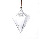 Diamond Shape Hanging Clear Glass Plant Flower Vase Bottle Office Home Decor