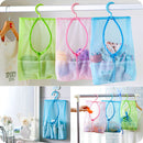 Wall Hanging Storage Clothes Mesh Bag Case Bathroom Organizer W/ Hook Pink