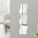 Removable 6pcs Silver Wave Pattern Art Decal Mirror Wall Stickers DIY Decor