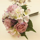 Artificial Silk Rose Wedding Bride Holding Bouquet Party Bunch Flower Purple