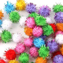 Pack of 100Pcs Mini Tinsel Sparkly Small Pom Pom Ball Cat Kitten Pet Bird Play Toys