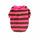 Soft Smooth Comfortable Warm Coral Fleece Dog Puppy Stripe Shirt Cloth Apparel Brown + Rose Red S