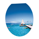 Bathroom Toilet Seat Sticker Blue Sea Vinyl Decorative Sticker