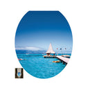 Bathroom Toilet Seat Sticker Blue Sea Vinyl Decorative Sticker