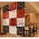 Pack of 4pcs Wall Sticker Hanging Screen Curtain Flower Room Divider Black