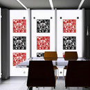 Pack of 4pcs Wall Sticker Hanging Screen Curtain Flower Room Divider Black