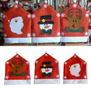 Red Felt Elk Christmas Kitchen Dining Table Chair Back Cover 65x50CM