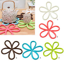 Durable Heat Insulation Cushion Saucepan Coaster Dining Tableware Flower Design Shape Cup Mat for Home Cafe Use -White