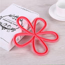 Durable Heat Insulation Cushion Saucepan Coaster Dining Tableware Flower Design Shape Cup Mat for Home Cafe Use -Red
