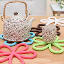 Durable Heat Insulation Cushion Saucepan Coaster Dining Tableware Flower Design Shape Cup Mat for Home Cafe Use -Blue