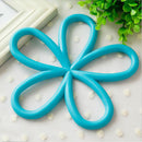Durable Heat Insulation Cushion Saucepan Coaster Dining Tableware Flower Design Shape Cup Mat for Home Cafe Use -Blue