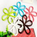 Durable Heat Insulation Cushion Saucepan Coaster Dining Tableware Flower Design Shape Cup Mat for Home Cafe Use -Blue