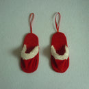 A pair of Christmas Slippers Red Ornament Hanging Pendant Decor Home 12.5X6cm