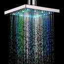 7 Color Auto Changing LED Top Square Shower Head Overhead Spray Head Sprinkler 8 Inch