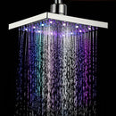 7 Color Auto Changing LED Top Square Shower Head Overhead Spray Head Sprinkler 8 Inch