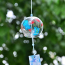Japanese Culuture Glass Bell Furin Wind Chime Hanging Decor Butterfly Flower Pattern