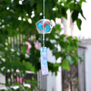 Japanese Culuture Glass Bell Furin Wind Chime Hanging Decor Butterfly Flower Pattern