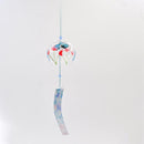 Japanese Culuture Glass Bell Furin Wind Chime Hanging Decor Butterfly Flower Pattern