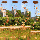 Wind Chime Home 4-tube Double Hearts Wooden Garden Decor Outdoor Living Gift