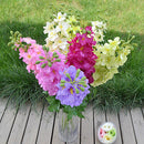 Artificial Silk Delphinium Flowers Leaves Plant Home Decor White