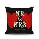 Cotton Linen Nap Cushion Cover Home Decor Throw Pillow Case Mr Mrs Heart