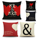 Cotton Linen Nap Cushion Cover Home Decor Throw Pillow Case Mr Mrs Heart