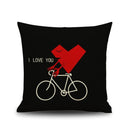 Cotton Linen Nap Cushion Cover Home Decor Throw Pillow Case Bicycle & Heart