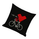Cotton Linen Nap Cushion Cover Home Decor Throw Pillow Case Bicycle & Heart