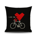 Cotton Linen Nap Cushion Cover Home Decor Throw Pillow Case Bicycle & Heart