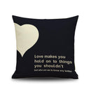 Retro Cotton Linen Nap Cushion Cover Home Decor Throw Pillowcase Heart Black