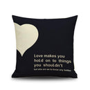 Retro Cotton Linen Nap Cushion Cover Home Decor Throw Pillowcase Heart Black