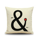 Vintage Cotton Linen Throw Pillow Case Waist Bolster Cushion Cover You & Me