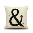 Vintage Cotton Linen Throw Pillow Case Waist Bolster Cushion Cover You & Me
