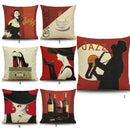 Chic Cotton Linen Throw Pillow Case Cushion Cover Sofa Home Decor Jazz Man