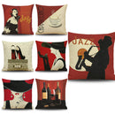 Chic Cotton Linen Throw Pillow Case Cushion Cover Sofa Home Decor Jazz Man