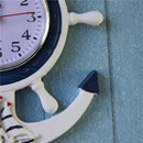 Sea Theme Nautical Anchor Ship Steering Wheel Fishing Net Hanging Wall Clock