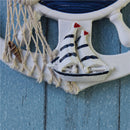 Sea Theme Nautical Anchor Ship Steering Wheel Fishing Net Hanging Wall Clock
