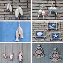 Sea Theme Nautical Anchor Ship Steering Wheel Fishing Net Hanging Wall Clock