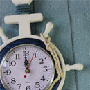 Anchor Clock Beach Sea Theme Nautical Ship Wheel Rudder Steering Wheel Starfish Decor Wall Hanging Decoration