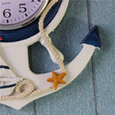 Anchor Clock Beach Sea Theme Nautical Ship Wheel Rudder Steering Wheel Starfish Decor Wall Hanging Decoration
