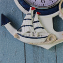 Anchor Clock Beach Sea Theme Nautical Ship Wheel Rudder Steering Wheel Starfish Decor Wall Hanging Decoration