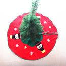 90cm Christmas Tree Skirt 3 Snowmans Pattern Applique Wavy Edge Party Decor