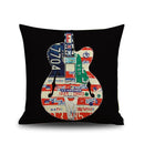 Vintage Cotton Linen Throw Pillow Case Waist Bolster Cushion Cover Guitar