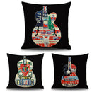 Vintage Cotton Linen Throw Pillow Case Waist Bolster Cushion Cover Guitar