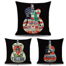 Vintage Cotton Linen Throw Pillow Case Waist Bolster Cushion Cover Guitar
