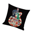 Vintage Cotton Linen Throw Pillow Case Waist Bolster Cushion Cover Guitar