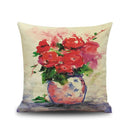 Cotton Linen Throw Pillow Case Floral Waist Cushion Cover Bed Art Decor
