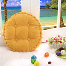 Round Comfortable Breathable Super Soft Cotton Filling Corduroy Seat Cushion Outdoor Dining Picnic Accessory Yellow