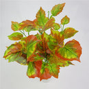 2Pcs Plastic Foliage Artificial Red Maple Leaves Grass Bush Home Party Decor