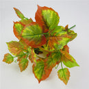 2Pcs Plastic Foliage Artificial Red Maple Leaves Grass Bush Home Party Decor